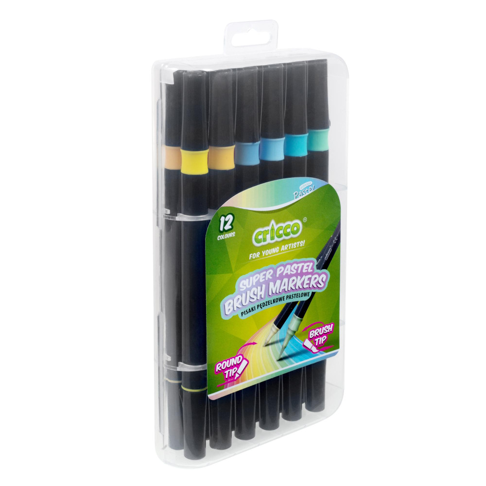 Set of double-sided brush markers - Cricco - pastel, 12 colors