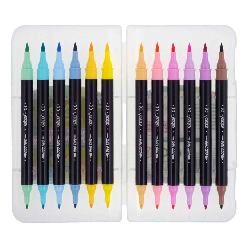 Set of double-sided brush markers - Cricco - pastel, 12 colors