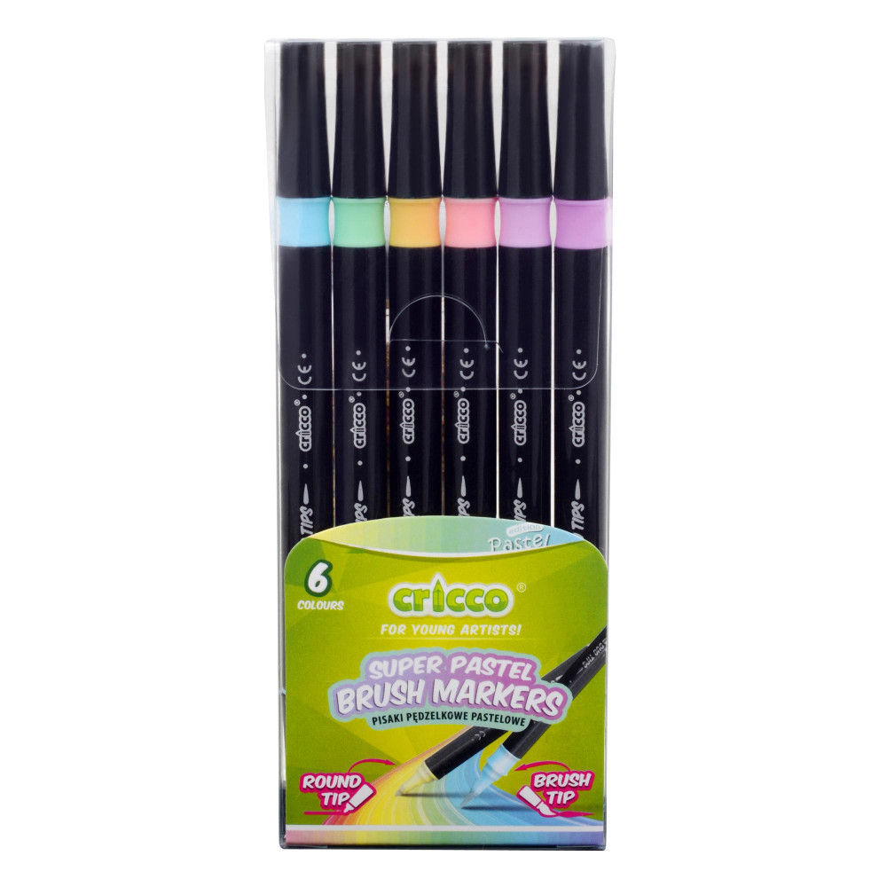 Set of double-sided brush markers - Cricco - pastel, 6 colors