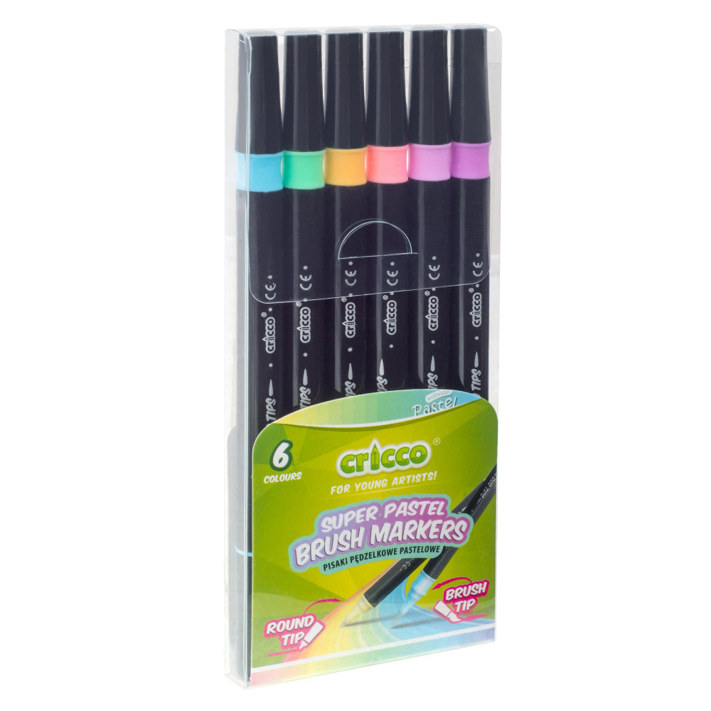 Set of double-sided brush markers - Cricco - pastel, 6 colors