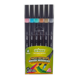 Set of double-sided brush markers - Cricco - metallic, 6 colors