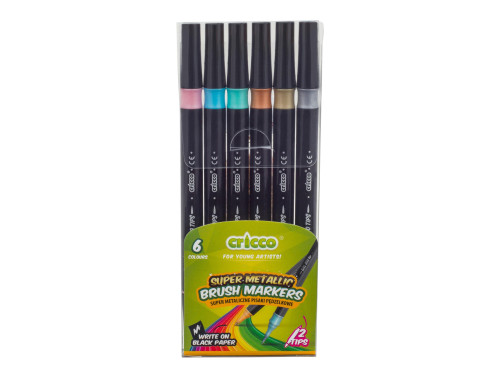 Set of double-sided brush markers - Cricco - metallic, 6 colors