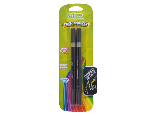 Set of double-sided brush markers - Cricco - metallic, 2 colors