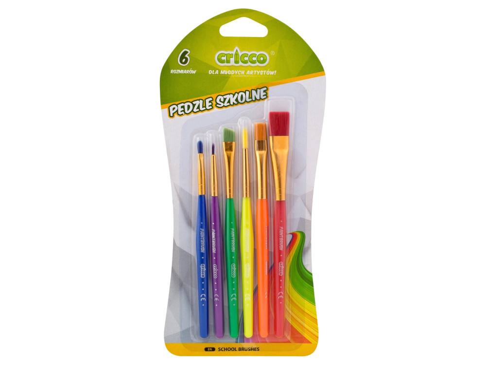 Set of synthetic school brushes for kids - Cricco - 6 pcs.