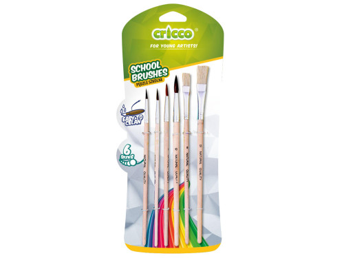 Set of natural school brushes for kids - Cricco - 6 pcs.