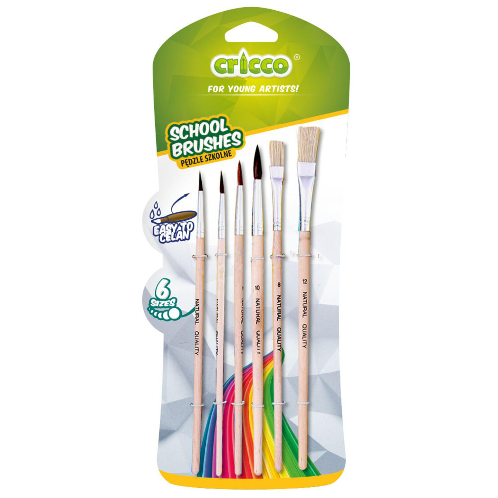 Set of natural school brushes for kids - Cricco - 6 pcs.