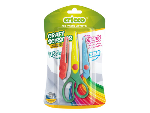 School craft scissors - Cricco - 3 shapes, 15,5 cm