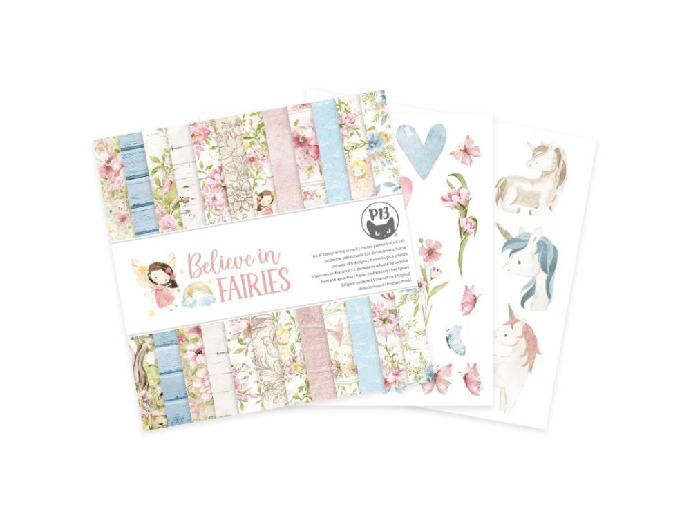 Set of scrapbooking papers 15,3 x 15,3 cm - Piątek Trzynastego - Believe in Fairies