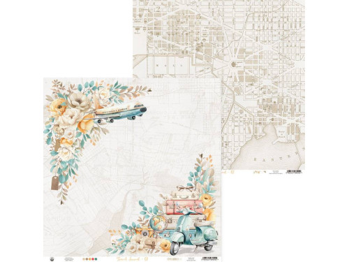 Papier do scrapbookingu 30,5 x 30,5 cm - Piątek Trzynastego - Travel Journal 01