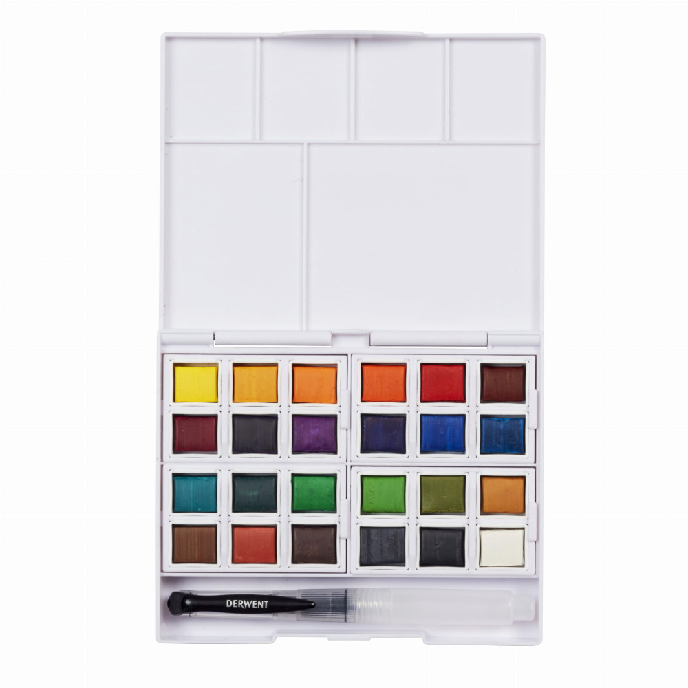Zestaw farb akwarelowych w kostkach - Derwent - 24 kolory