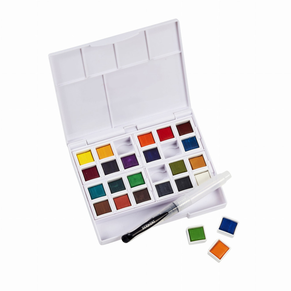 Zestaw farb akwarelowych w kostkach - Derwent - 24 kolory