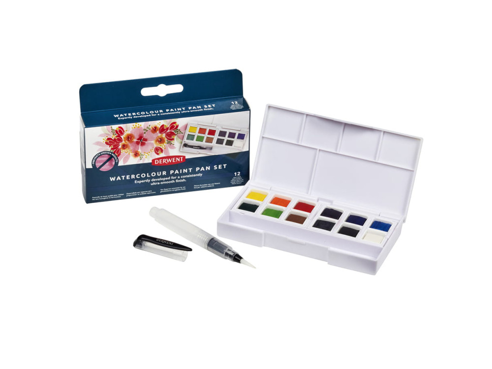 Watercolor Paint Pan Set - Derwent - 12 colors