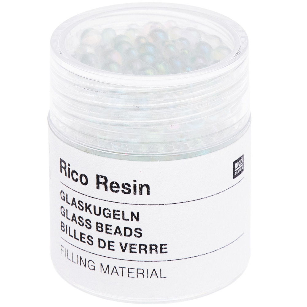 Szklane koraliki do żywicy - Rico Design - Iridescent White, 12,4 g