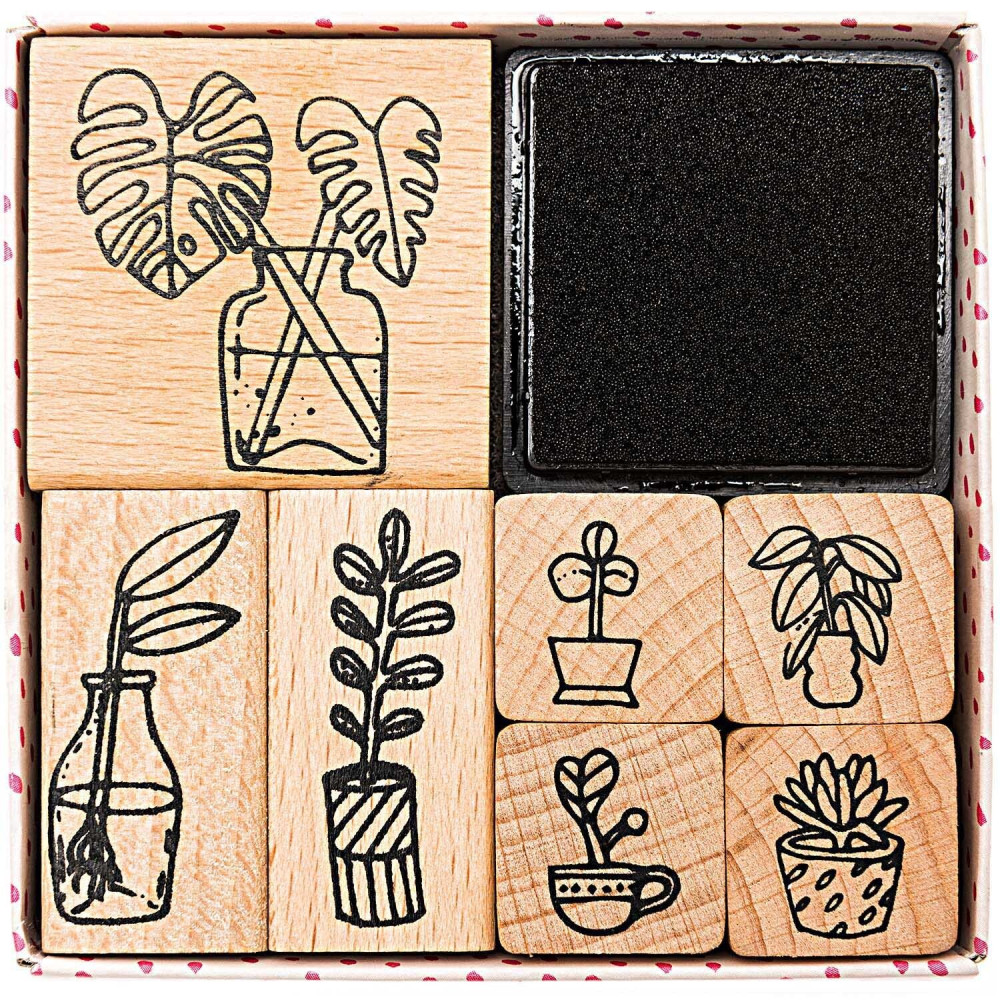 Wooden stamp set - Paper Poetry - Hygge Plants, 7 pcs.
