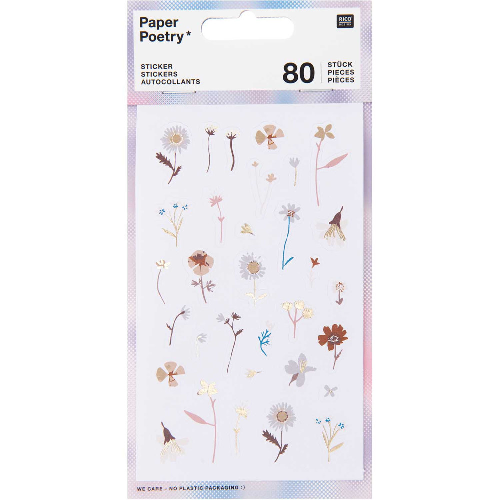 Paper stickers Transformation - Paper Poetry - Flowers, 80 pcs.
