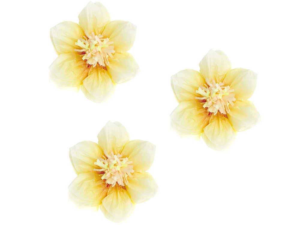 Tissue paper daffodil flowers - Rico Design - yellow, 13 cm, 3 pcs.