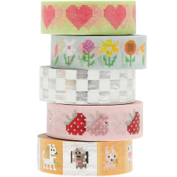 Set of washi tapes Futschikato Pixels - Paper Poetry - 15 mm x 10 m, 5 pcs.