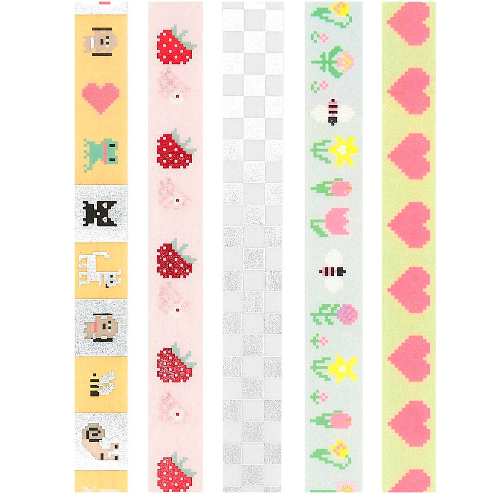 Set of washi tapes Futschikato Pixels - Paper Poetry - 15 mm x 10 m, 5 pcs.