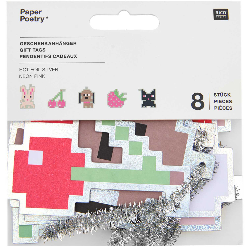 Gifts tags Futschikato Pixels Animals - Paper Poetry - 8 pcs.