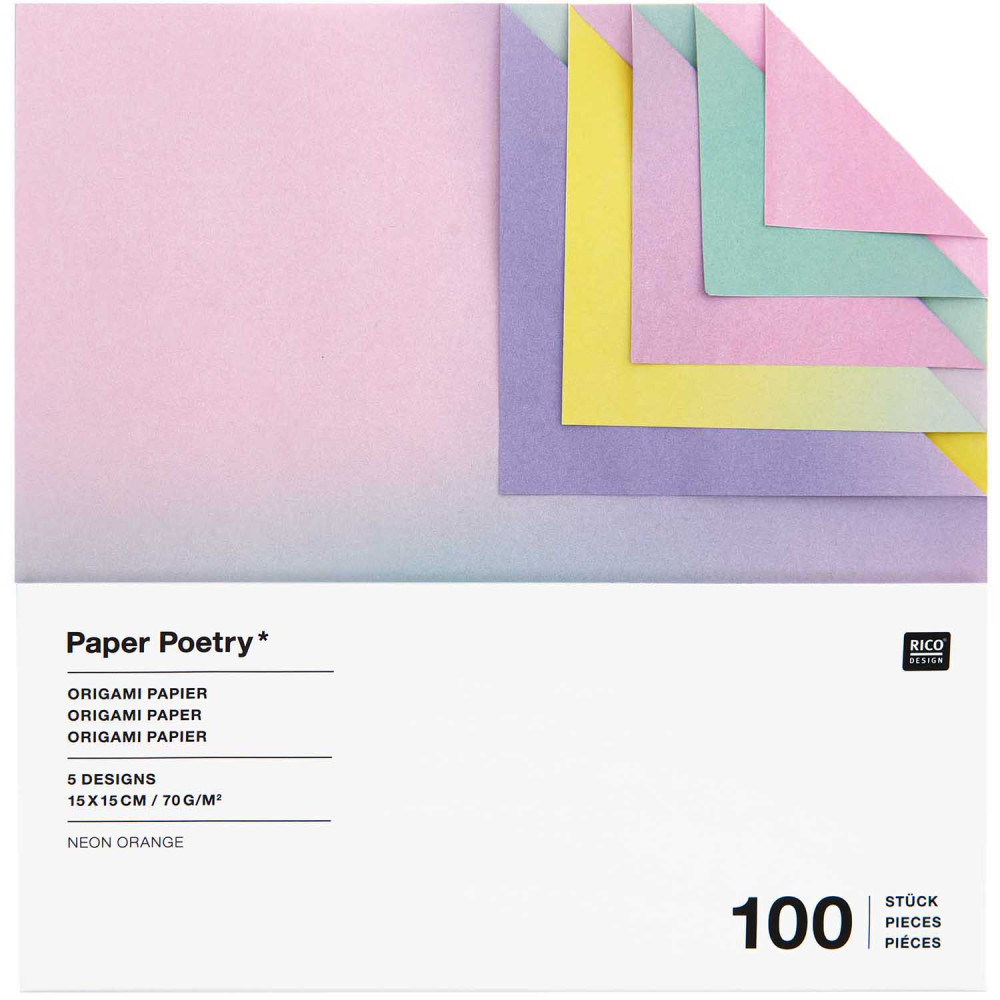 Papier origami Blurry Gradient - Paper Poetry - 15 x 15 cm, 100 ark.