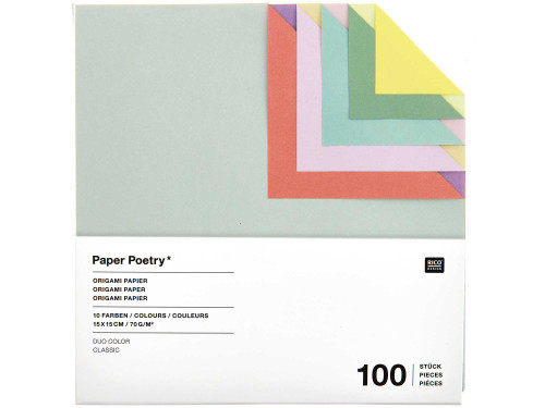 Papier origami Duo Color Classic - Paper Poetry - 15 x 15 cm, 100 ark.