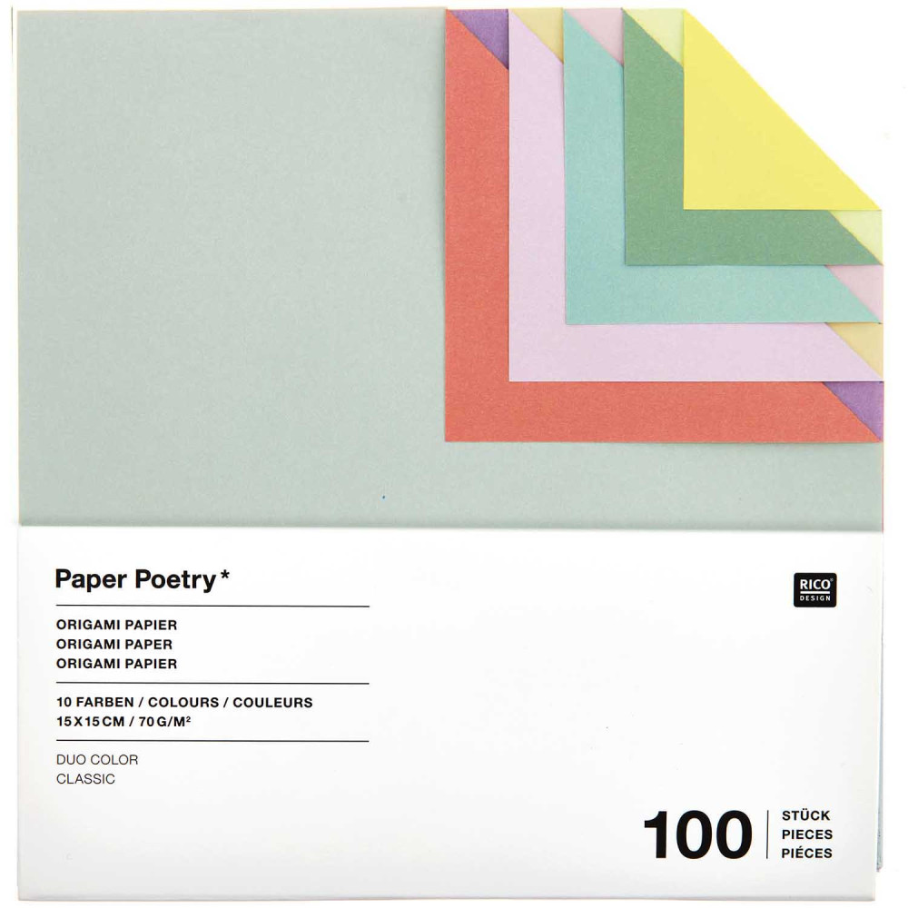 Papier origami Duo Color Classic - Paper Poetry - 15 x 15 cm, 100 ark.