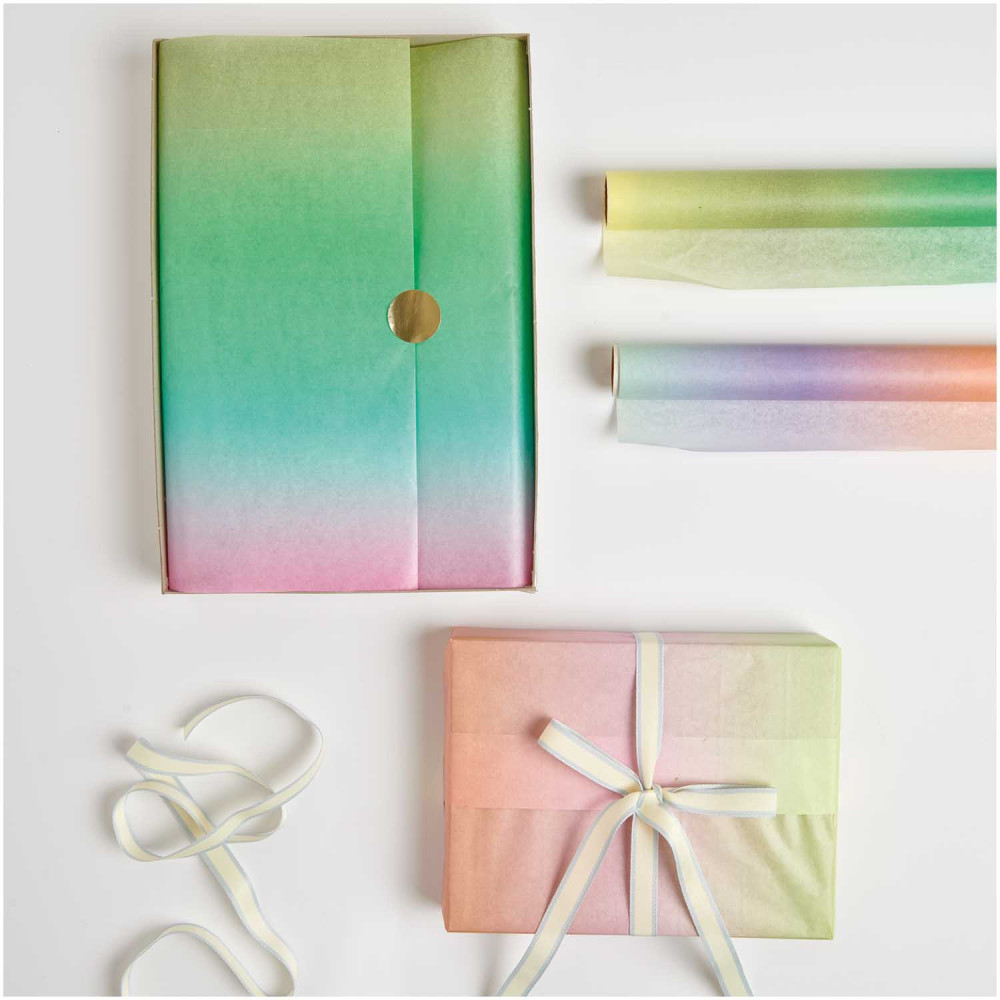 Bibuła do pakowania prezentów Gradient - Paper Poetry - Turquoise, 50 x 365 cm