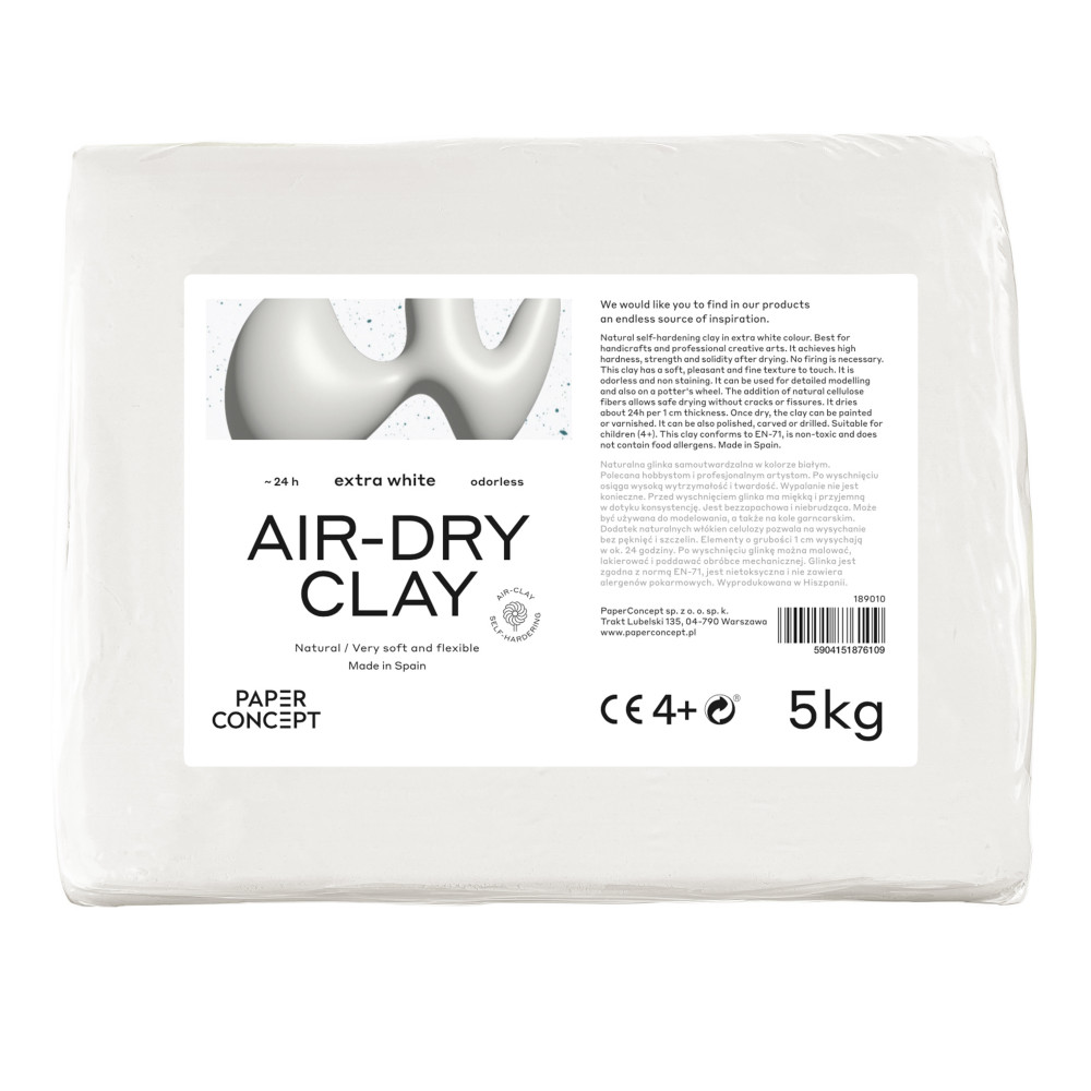 Air-Dry pottery clay - PaperConcept - Extra White, 5 kg, 2 pcs.