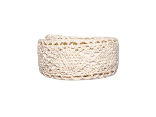Adhesive cotton lace - beige, 2,5 cm x 2 m