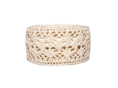 Adhesive cotton lace - beige, 3,4 cm x 2 m