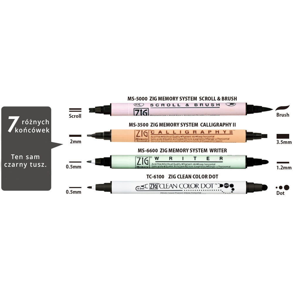 Set of Zig Twin Black Marker Pens - Kuretake - 4 pcs.