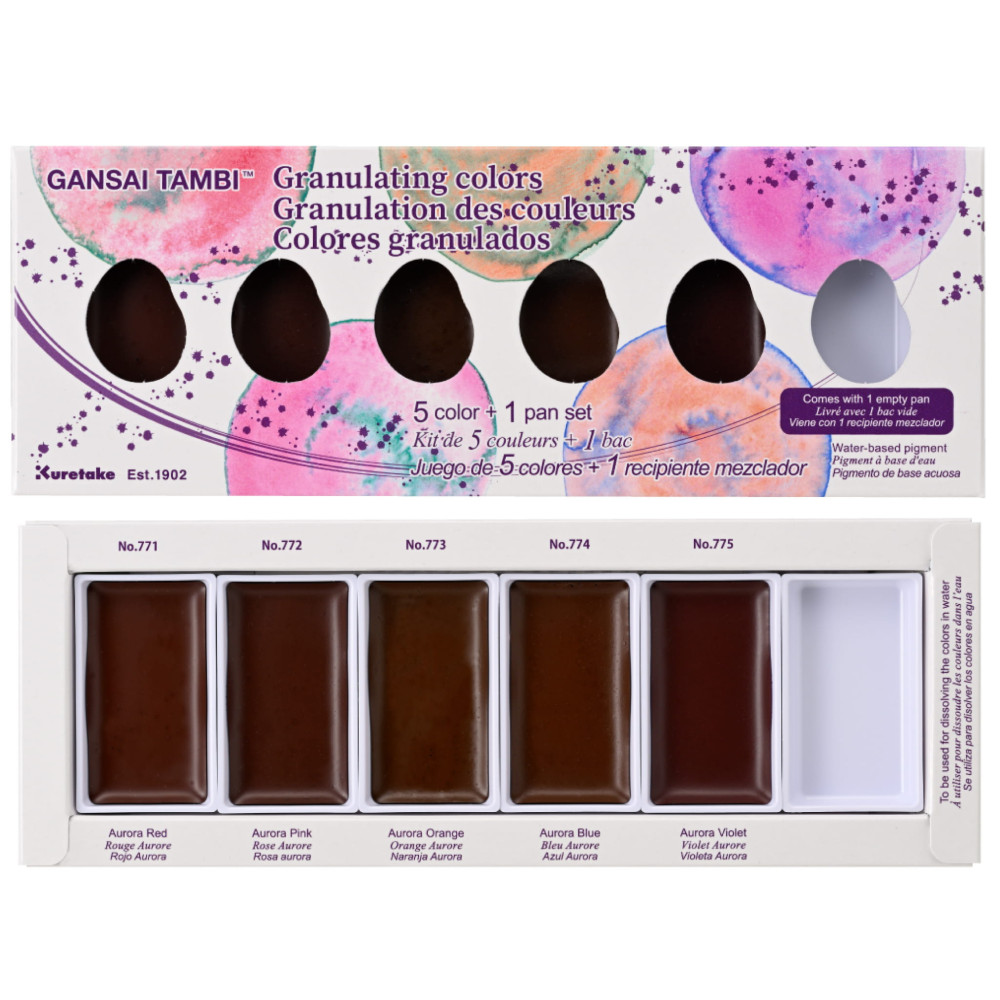 Zestaw farb akwarelowych Gansai Tambi Granulating - Kuretake - 5 kolorów