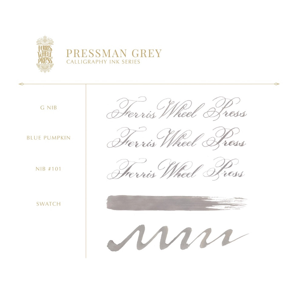 Waterproof ink - Ferris Wheel Press - Pressman Grey, 28 ml