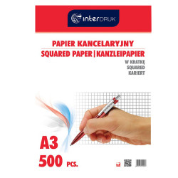 Papier kancelaryjny w kratkę A3 - Interdruk - 500 ark.