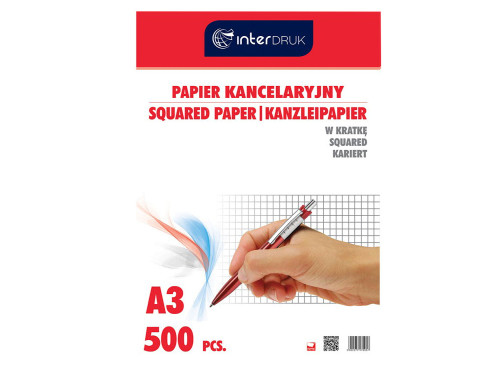 Papier kancelaryjny w kratkę A3 - Interdruk - 500 ark.