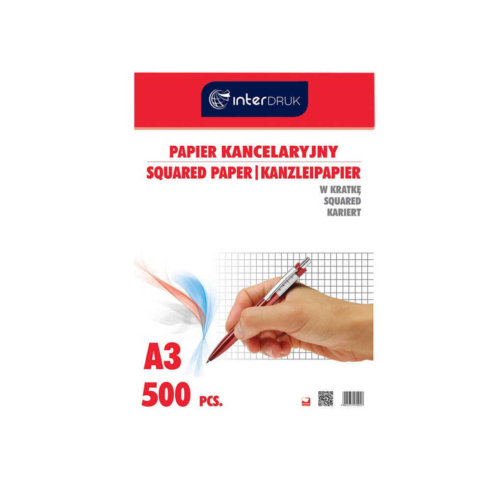 Papier kancelaryjny w kratkę A3 - Interdruk - 500 ark.