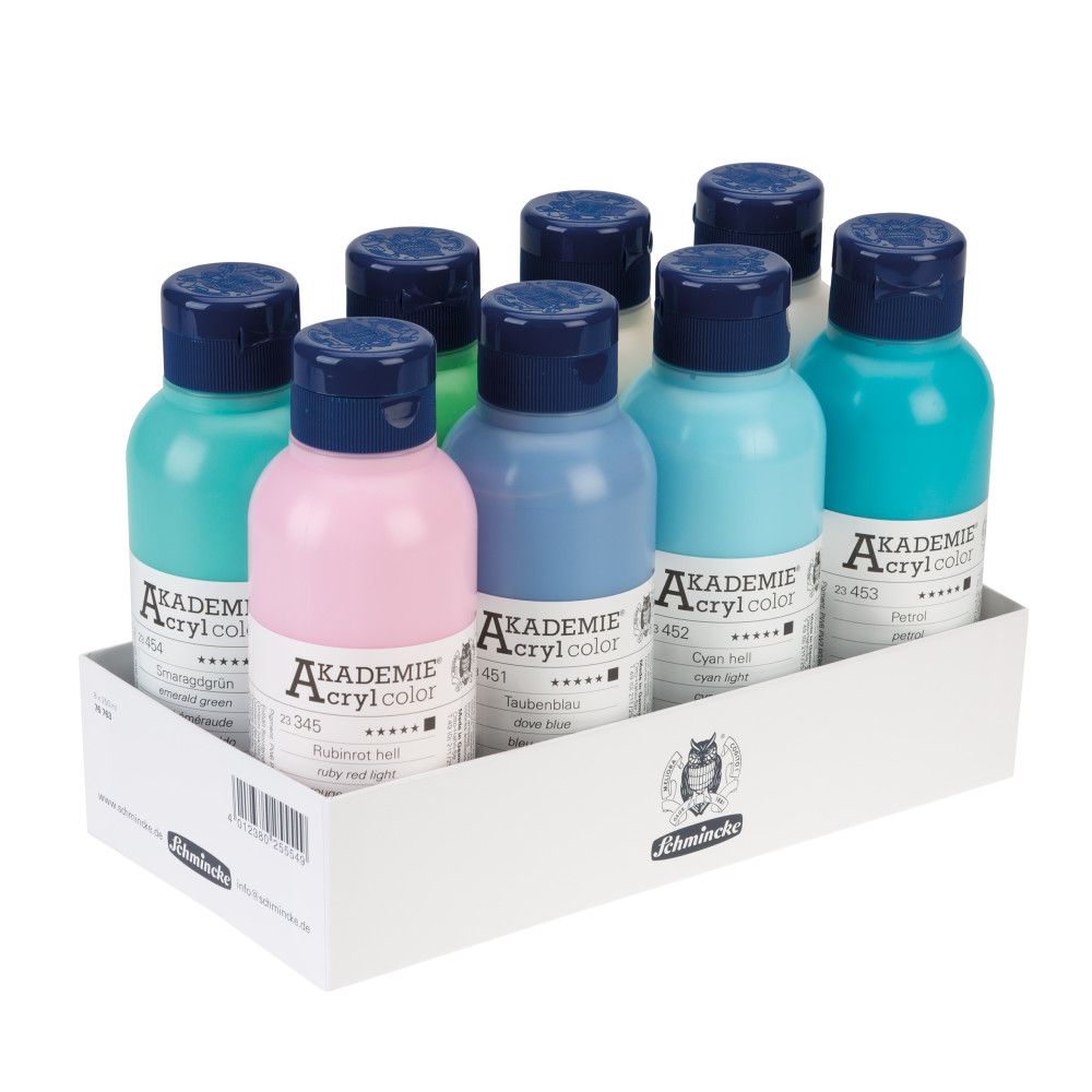 Zestaw farb akrylowych Akademie - Schmincke - 8 kolorów x 250 ml