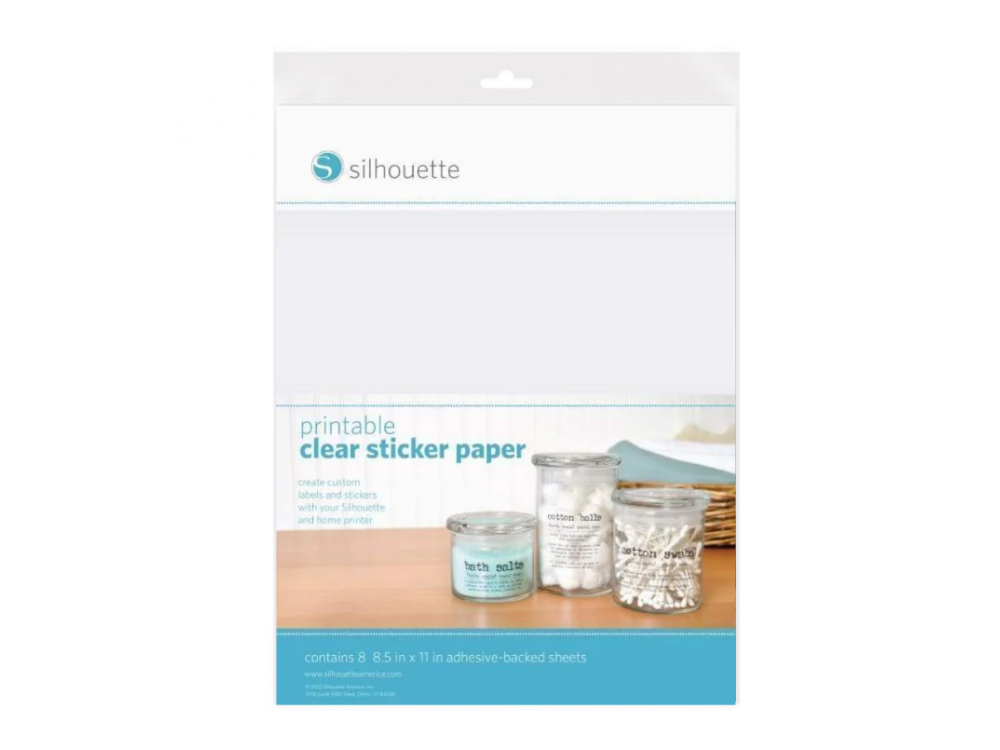 Printable sticker paper - Silhouette - clear, 21,6 cm x 27,9 cm, 8 sheets