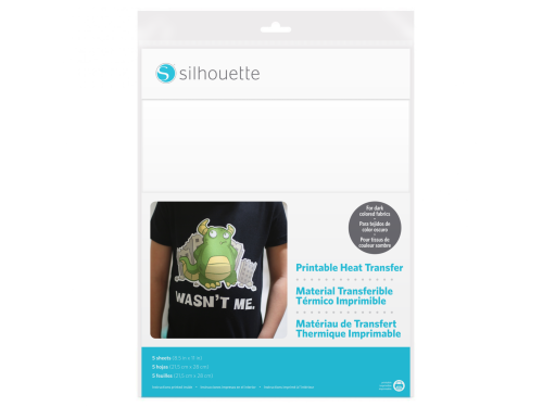 Printable heat transfer for dark fabrics - Silhouette - 21,5 cm x 25 cm, 5 sheets