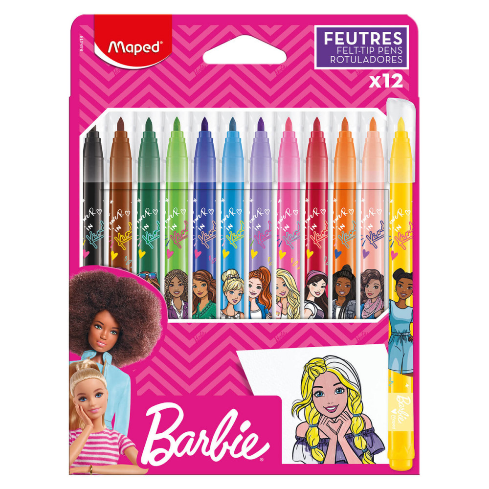 Set of Barbie felt-tip pens - Maped - 12 colors