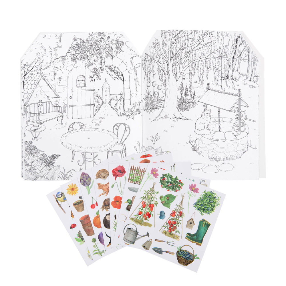 Coloring book with stickers - Moulin Roty - Garden