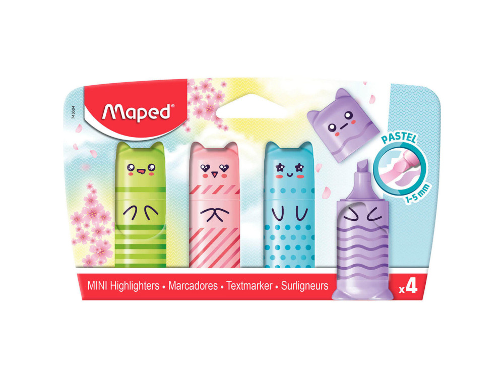 Zestaw zakreślaczy Kawaii - Maped - Pastel, 4 kolory