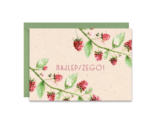 Greeting card A6 - Paperwords - Maliny Najlepszego!