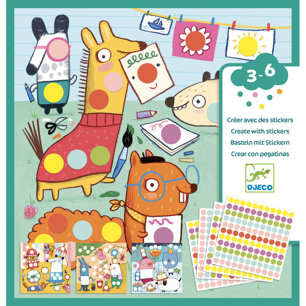 Create with stickers set - Djeco - Colorful Dots