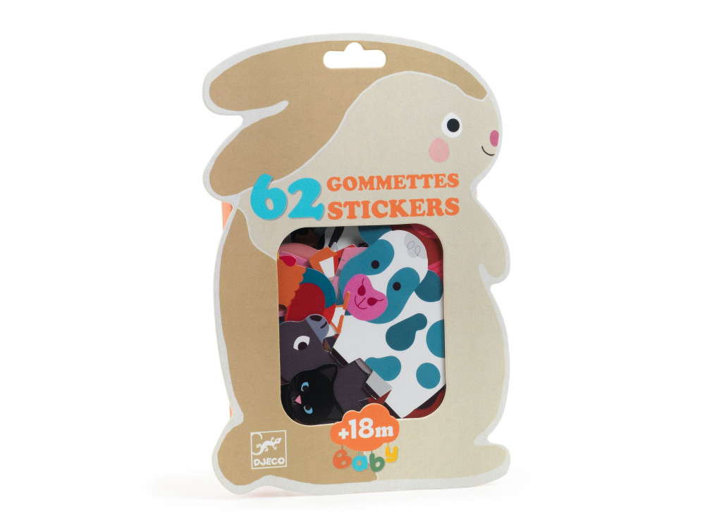 Stickers for babies - Djeco - Farm Animals, 62 pcs.