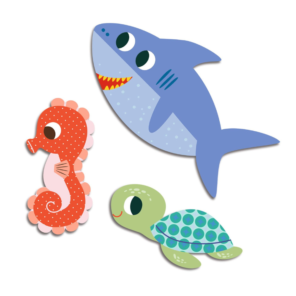 Stickers for babies - Djeco - Ocean Animals, 62 pcs.