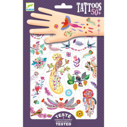 Zestaw tatuaży dla dzieci - Djeco - Egzotyczne Ptaki