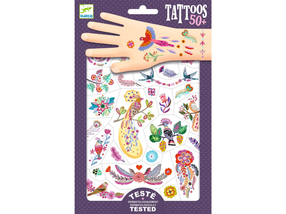 Set of washable tattoos for kids - Djeco - Exotic Birds