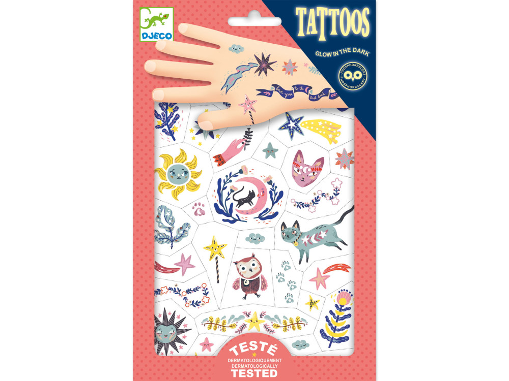 Set of glow in the dark, washable tattoos for kids - Djeco - Dreams