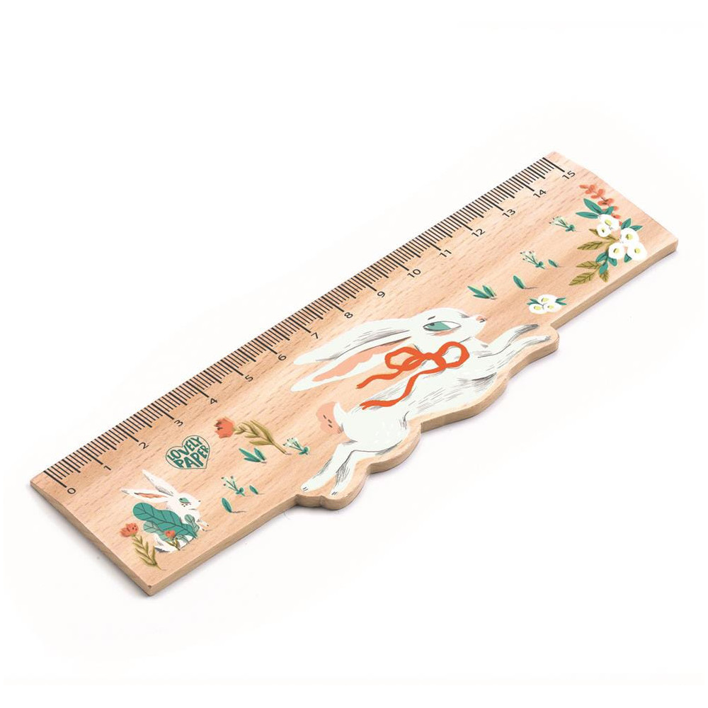 Wooden ruler - Djeco - Lucille, 15 cm